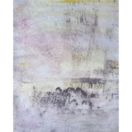 Landscape in pastel colors. Modern abstract painting on canvas, signed by the author